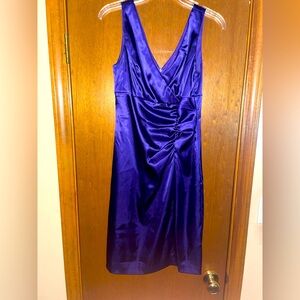 Betsy & Adam Purple Satin Cocktail Dress